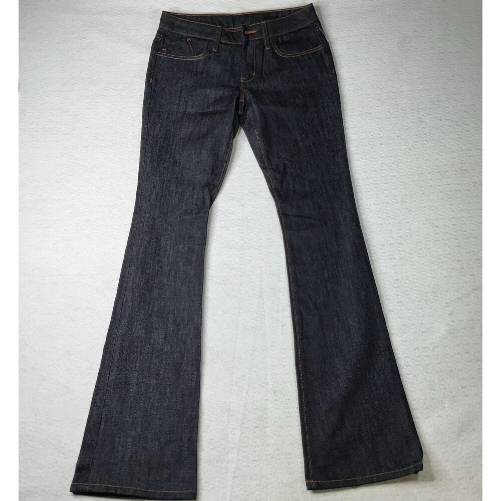 Dylan George Jeans Raw Demim Dark Wash USA Made Bootcut Orange Stitch NWOT